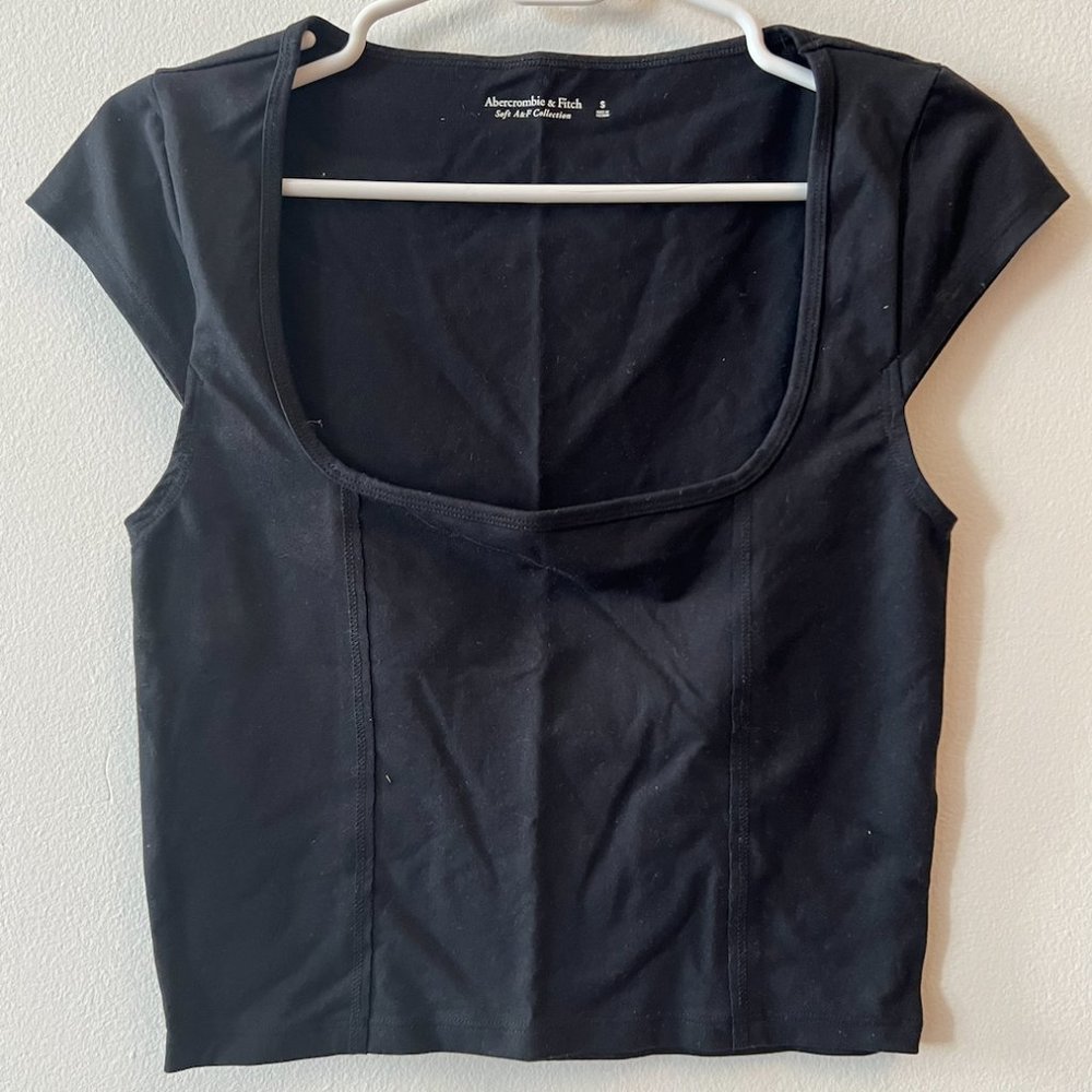 Abercrombie Square Neck Cropped Cap Sleeve Tee (S)